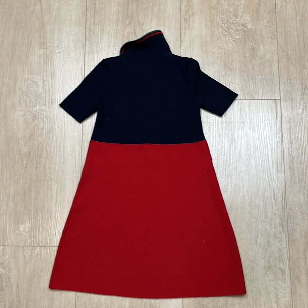 Gucci Navy and Red Knit Polo Dress for Girls